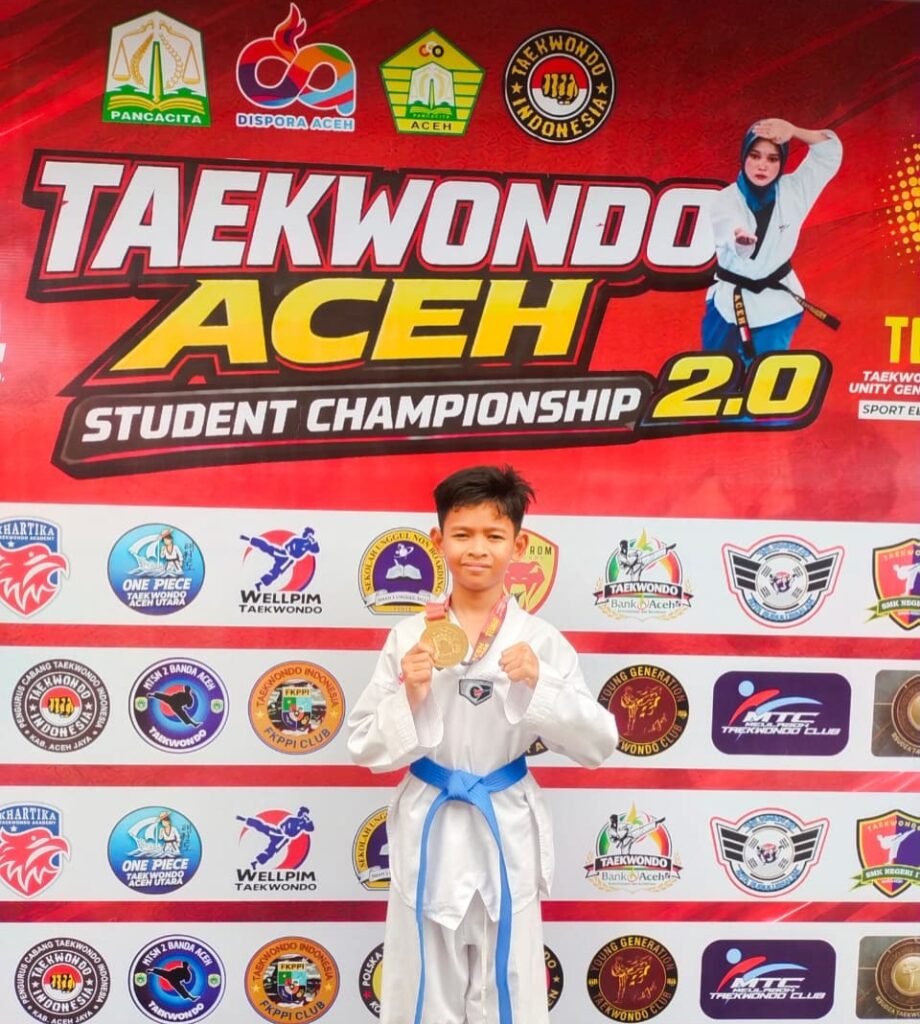 Miraj Maheer Sabet Medali Emas Taekwondo Aceh Student Championship 2.0 2026, Harumkan Nama MIN 7 Kota Banda Aceh